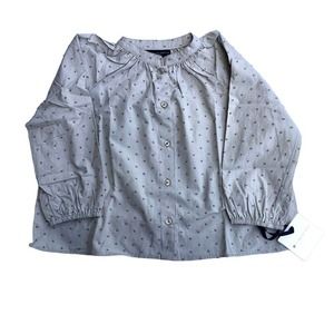 Victoria Beckham Gray Swiss Dot Button Down Shirt New L